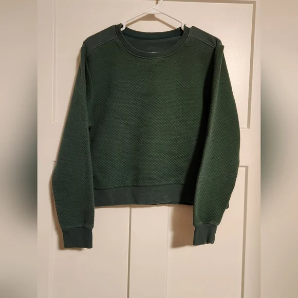 Born Primative Dark Green Waffle Crewneck Pullover Sweatshirt Womens Medium - Picture 2 of 4